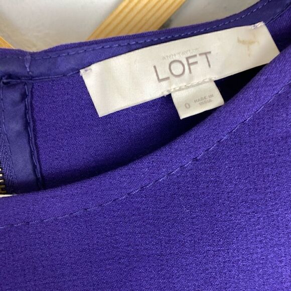 LOFT | Purple Pink Color Block Shift Dress Pink Purple Size 0 GUC T626 - Picture 4 of 6